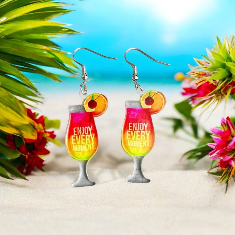 Colorful Cocktail Glass Earrings